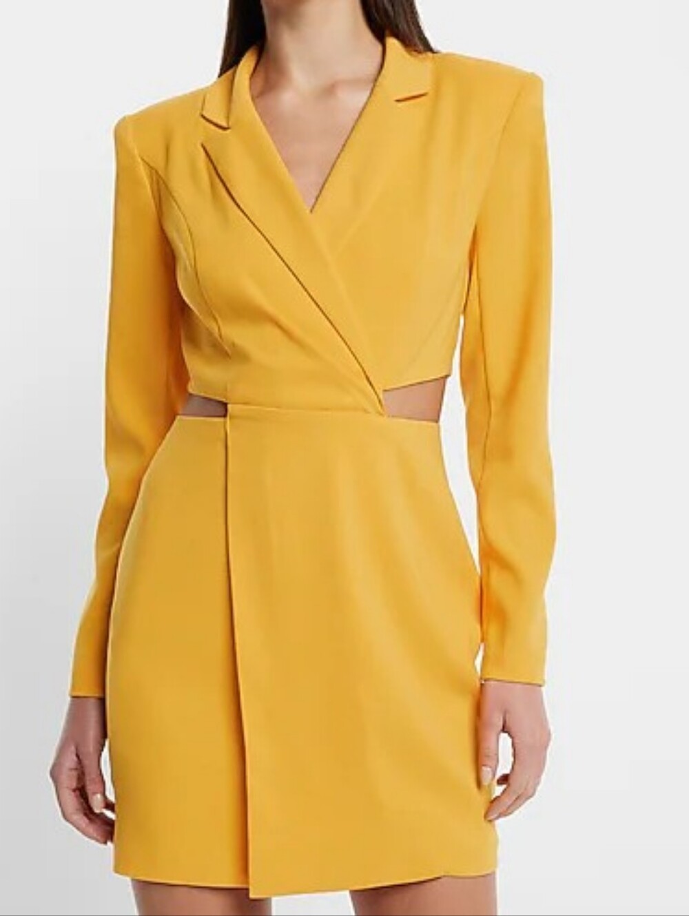 Express Vibrant Orange Cutout Mini Blazer Dress